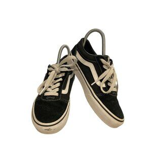 Vans Youth Size 1.5 Old Skool Black White Suede Canvas Low-Top skate Shoes